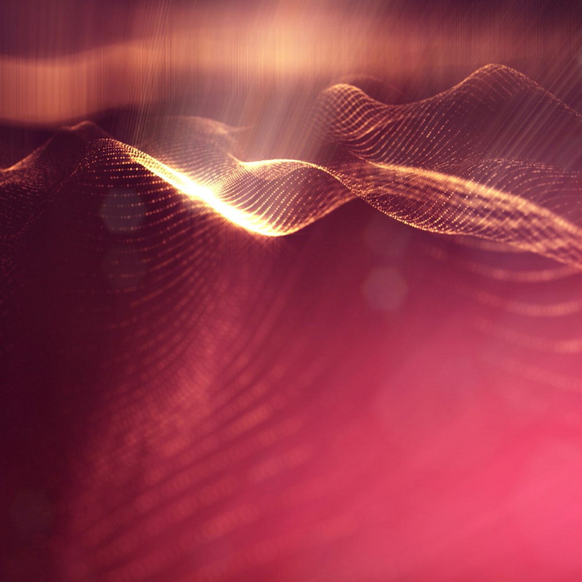 Flowing, wavy lines of golden light and particles on a dark red background, representing the angels of dragon healing.