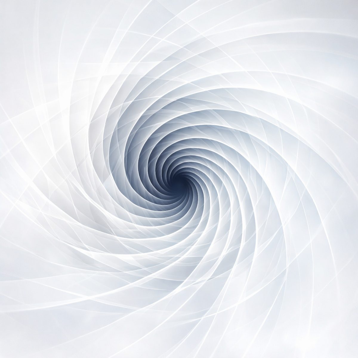 An ethereal white and pale grey digital vortex spiralling inward representing spiritual detox clearing.