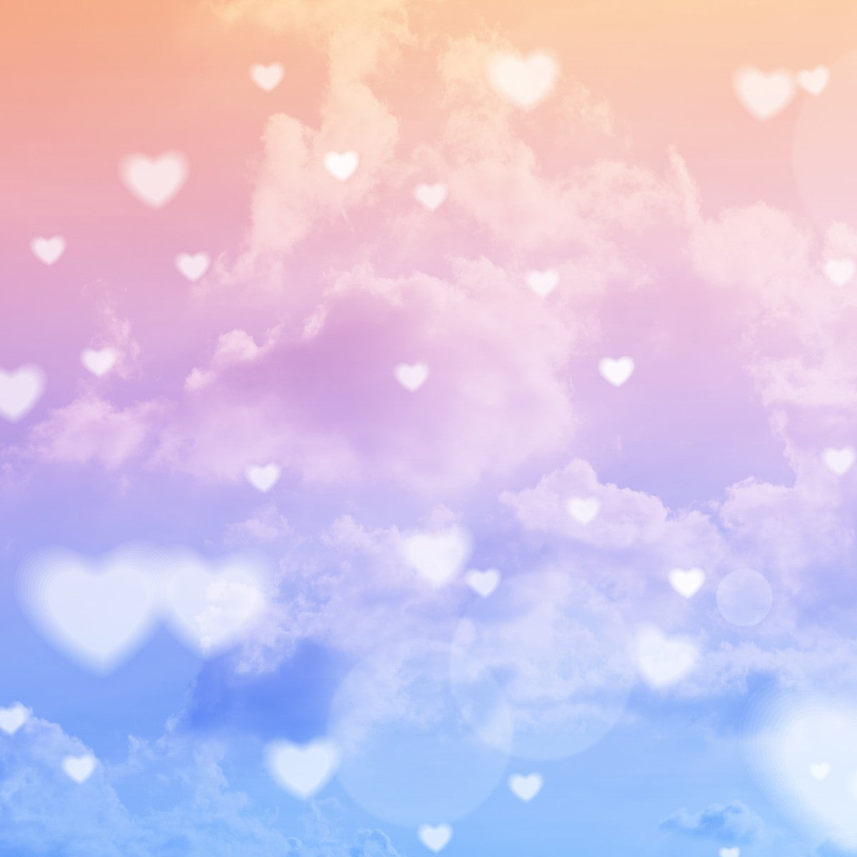 Pastel gradient background with heart shapes symbolising Divine Love.