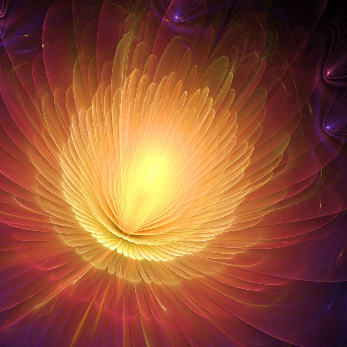 Radiant, multicolored abstract design with a bright center.