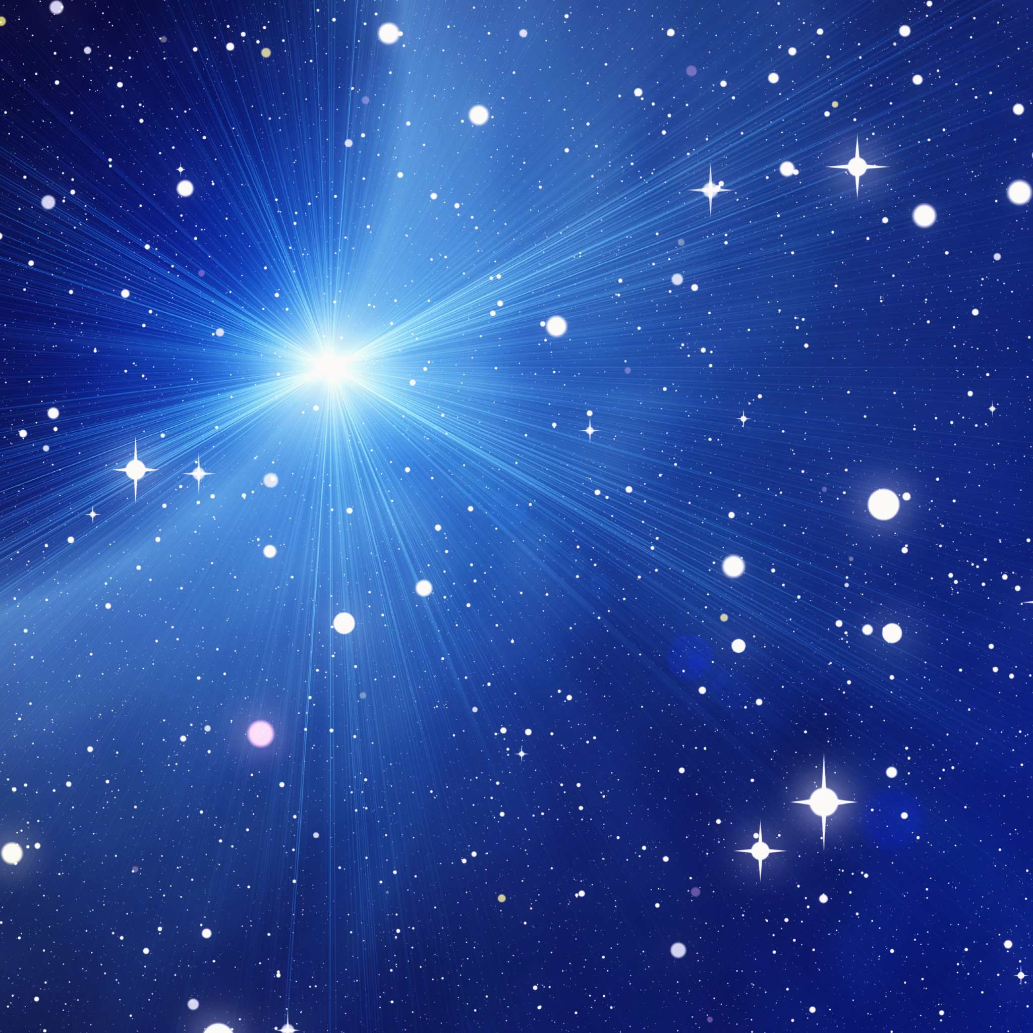 A bright white star bursting with light rays against a starry night sky, representing the energy of Orion connections.