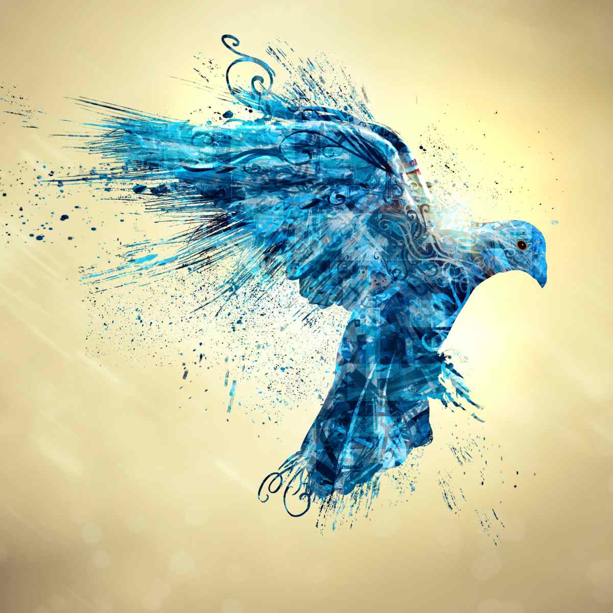 Artistic depiction of a blue dove representing power animal connections.