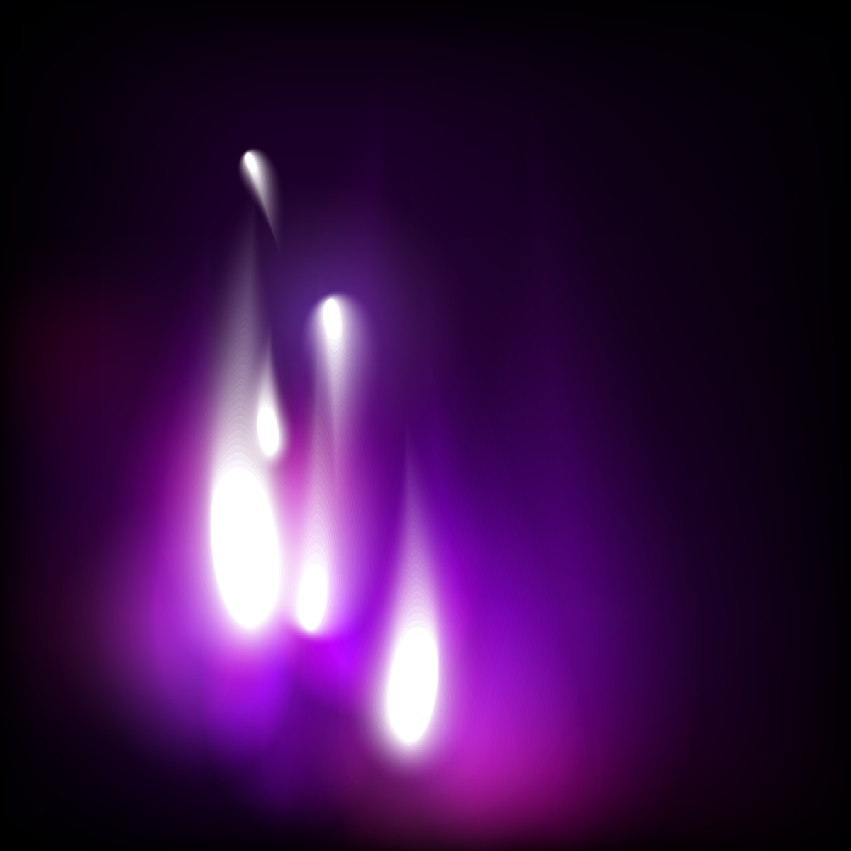 Three violet flames on a dark background.