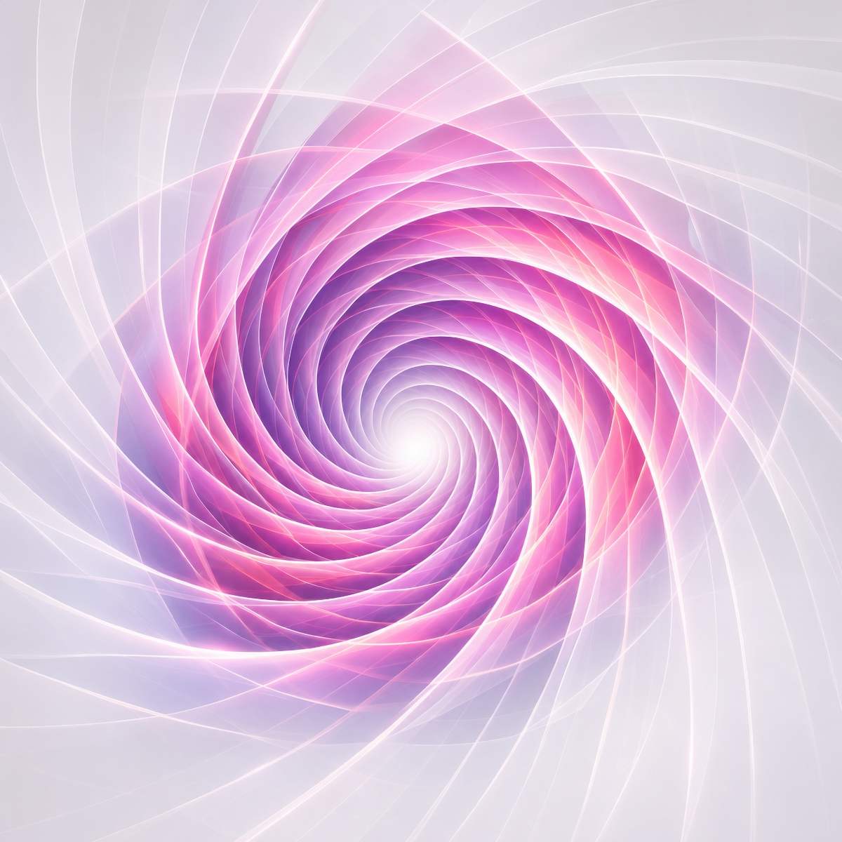 Abstract spiral design with pink and purple colours on a grey background representing high-vibrational ascension clearing.