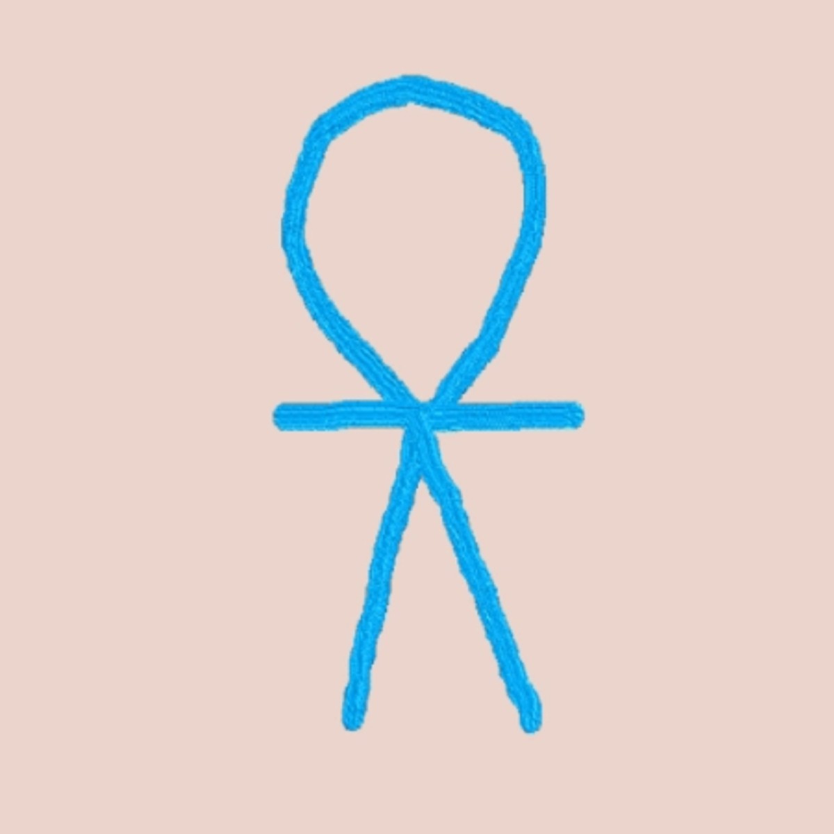 Blue crystal Atlantean cross symbol on a beige background.