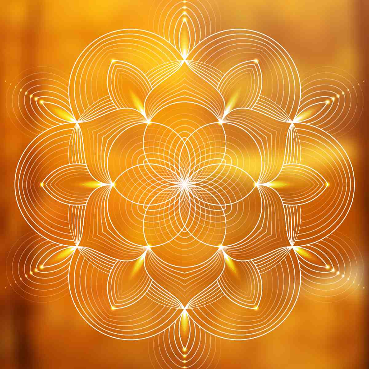Intricate flow like sacred geometry against a beautiful glowing orange and yellow background.