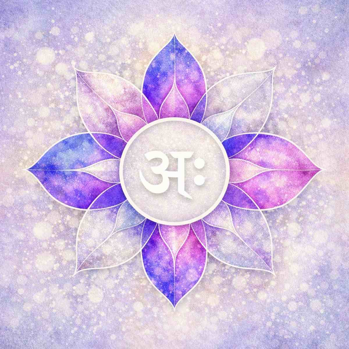 Alta Major Chakra with a white symbol on a pale lavender background.