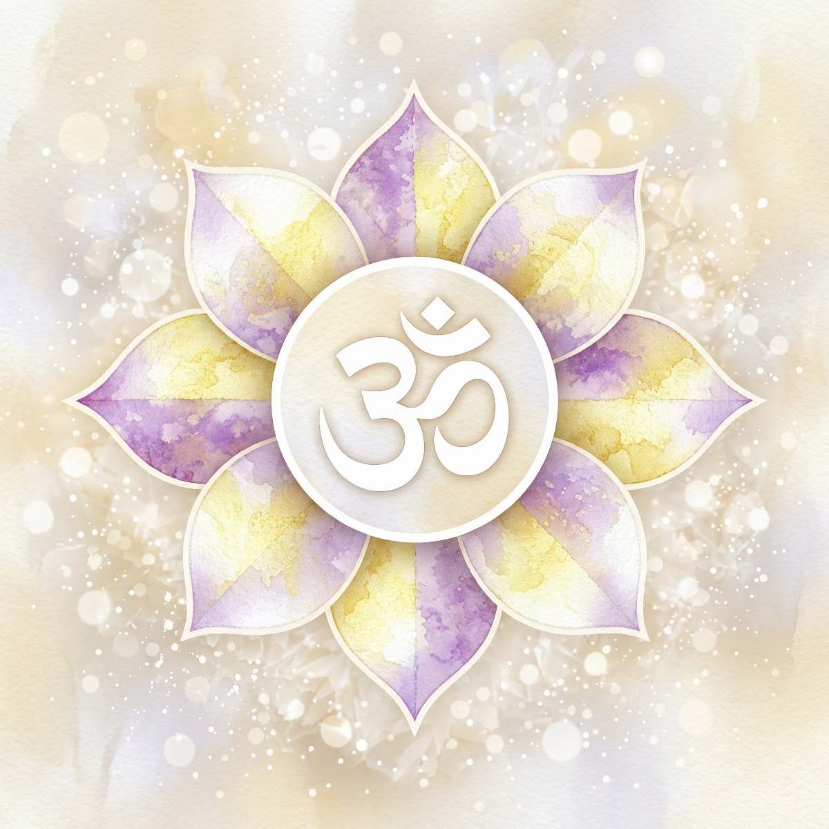 White gold Causal Chakra with a white symbol on a light cream background.