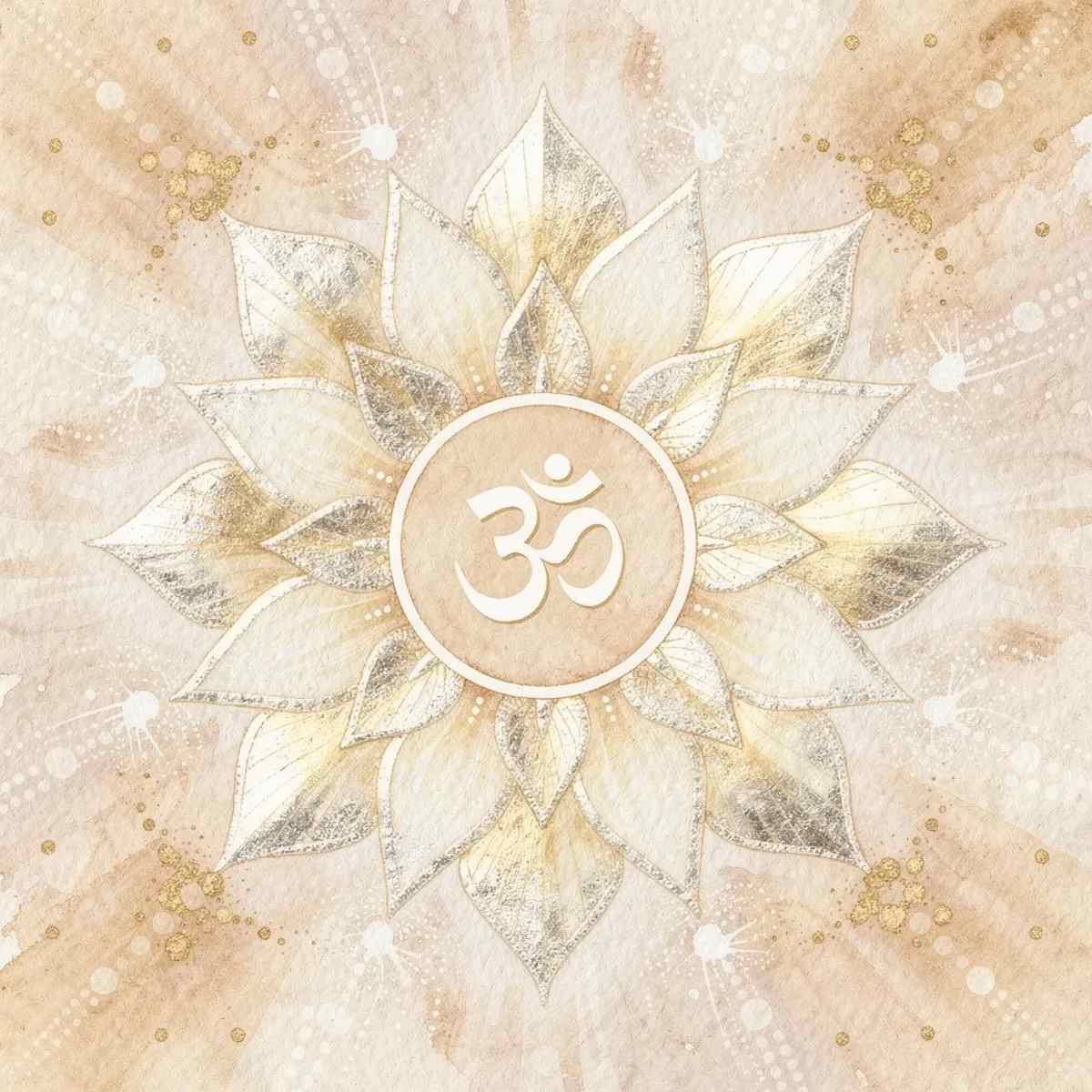 White gold Core Star Chakra with a white symbol on a champagne background.