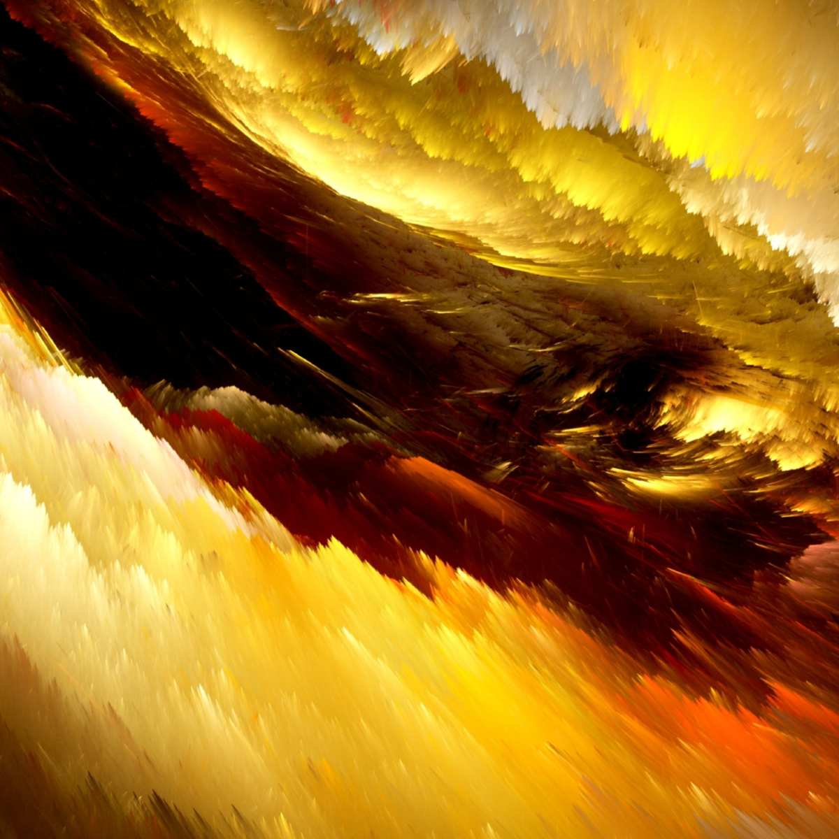 Close-up of a textured surface with gold, red, and black colours.