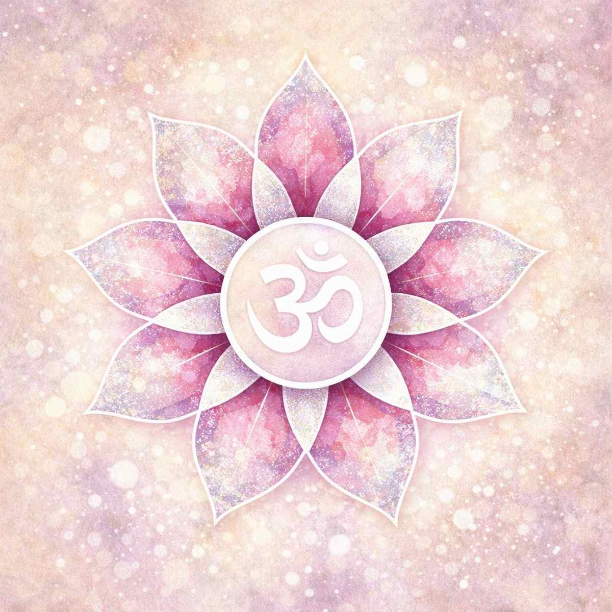Pink Soul Star Chakra with a white symbol on a misty lavender background.