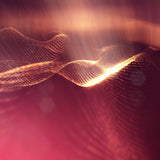 Flowing, wavy lines of golden light and particles on a dark red background, representing the angels of dragon healing.