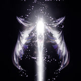 Bright white feathery, energetic wings and sparkles, representing angels of energetic protection connection.