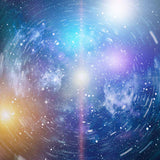 Vibrant, abstract cosmic spiral of bright stars and light trails symbolising angels.