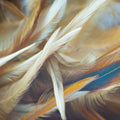 Close-up texture of feathers in shades of gold symbolising Archangel Metatron.