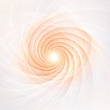 An ethereal white and soft peach digital vortex with translucent, swirling geometric light ribbons spiralling inward.