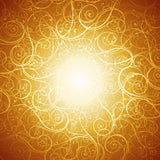 Decorative swirl pattern on a warm orange background, representing 528 solfege energy connections.