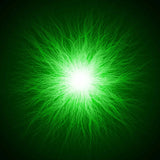 A bright white light explosion at the centre, surrounded by green energy, representing 639 solfege energy connections.