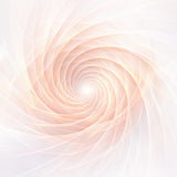 An ethereal white and soft rose-pink digital vortex with translucent, swirling geometric light ribbons spiralling inward.