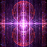 Abstract fractal design with purple and red colours on a dark background.