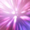 A radiant burst of pink, purple, and white light beams emanating from the centre, representing the Quan Yin connection.