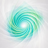 Abstract spiral design with teal and green colours on a grey background, symbolising clearing stagnant energy.