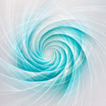 An ethereal white and vibrant turquoise digital vortex with translucent, swirling geometric light ribbons spiralling inward.