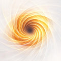 An ethereal white and golden-yellow digital vortex with translucent, swirling geometric light ribbons spiralling inward.