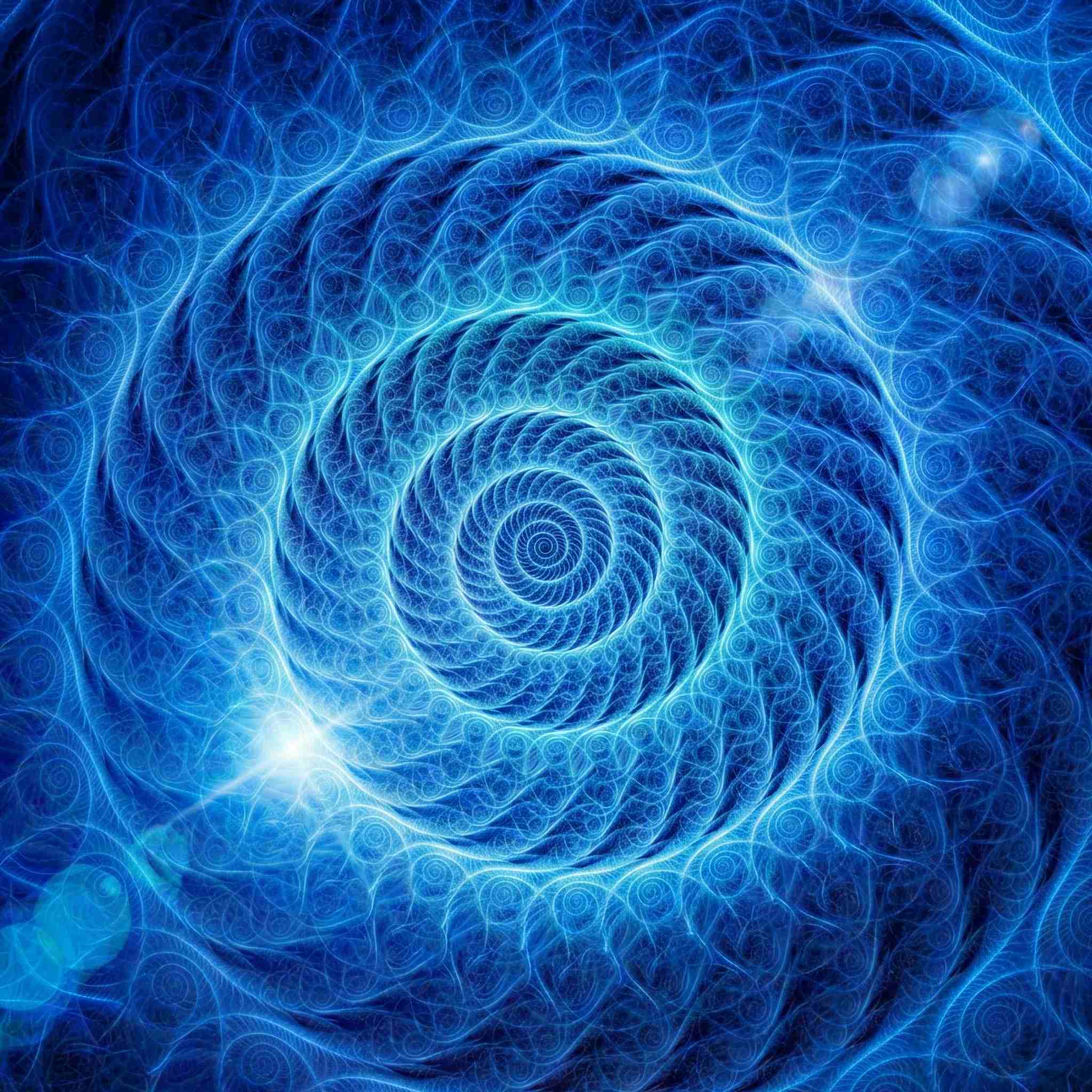Blue spiral pattern with a bright centre.