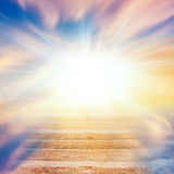 A stone staircase ascending into a radiant light, symbolising a spiritual journey to embrace one's calling.