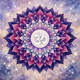 Stellar Gateway Chakra with a white symbol on a pale grey blue background.