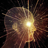 Digital illustration of a head with a glowing third eye against a dark background.