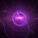 Purple and pink circular light effect on a dark background representing the violet flame.